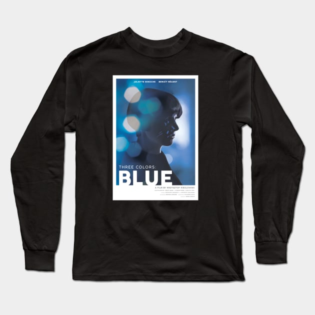 Three Colors: Blue - alternative movie poster - Juliette Binoche - Krzysztof Kieslowski Long Sleeve T-Shirt by chrisayerscreative